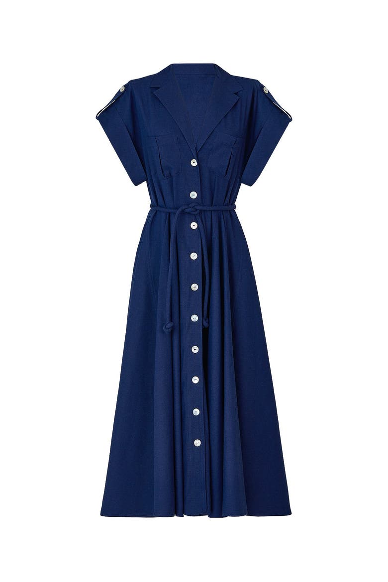 Guayaba Midi Dress, Main, color, NAVY