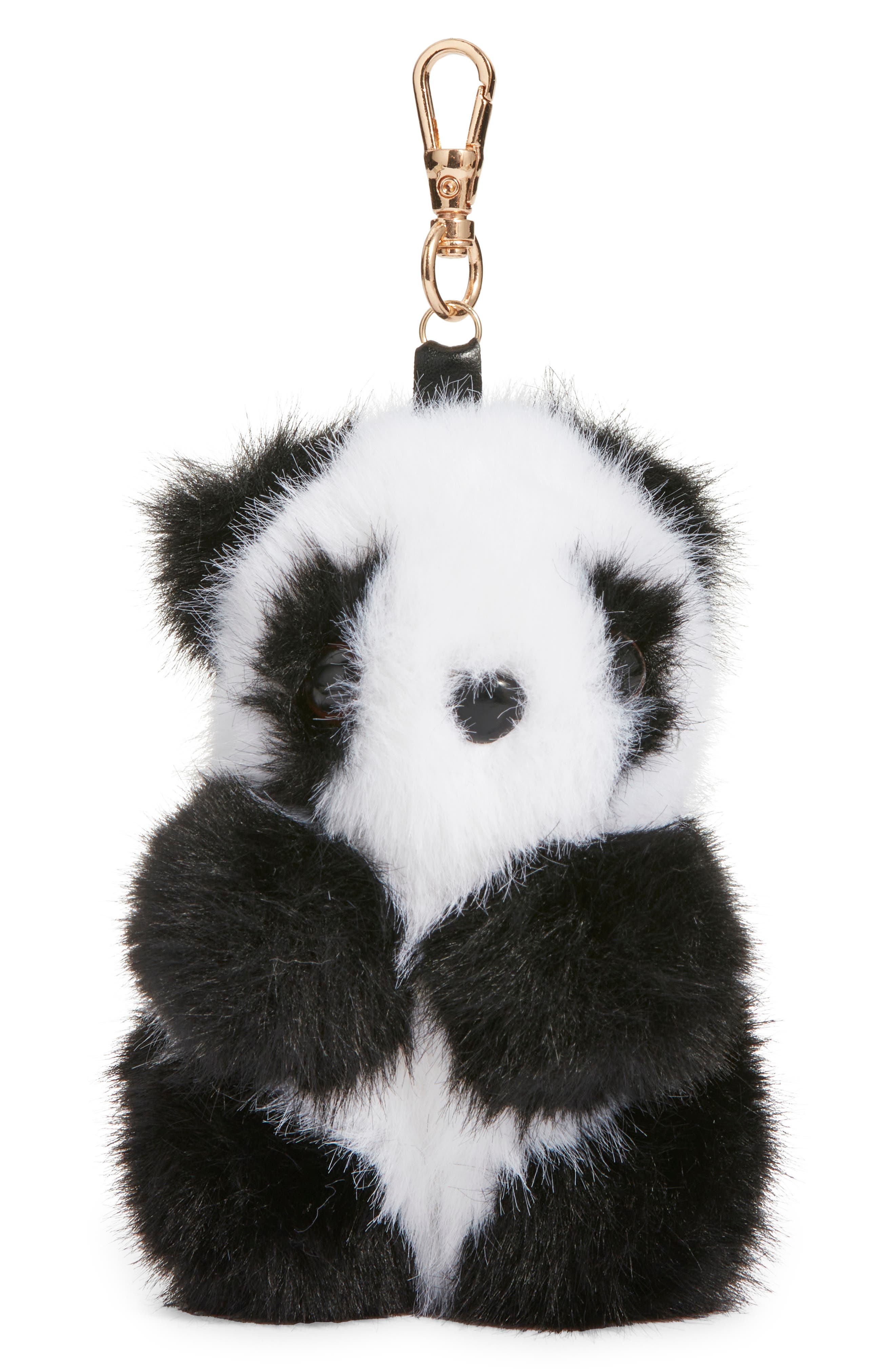 Plush Panda Bag Charm, Main, color, BLACK MULTI