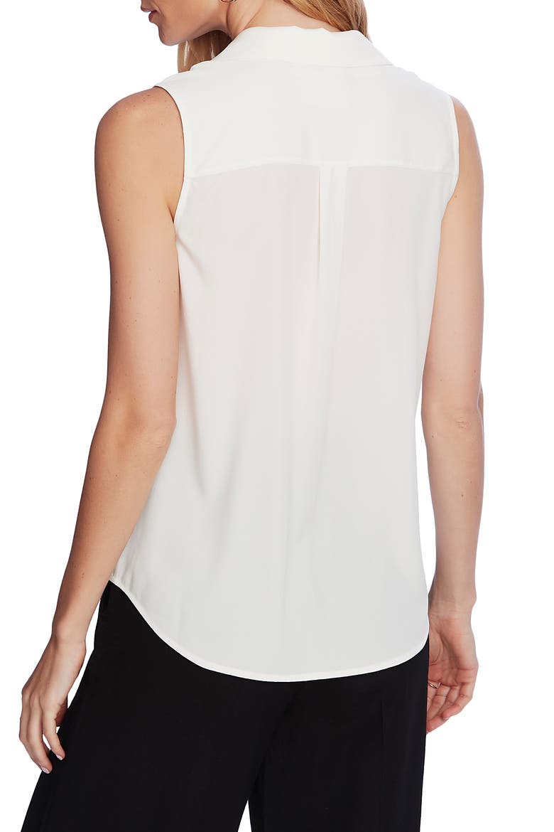 Collared Button Front Sleeveless Shirt, Alternate, color, SOFT ECRU