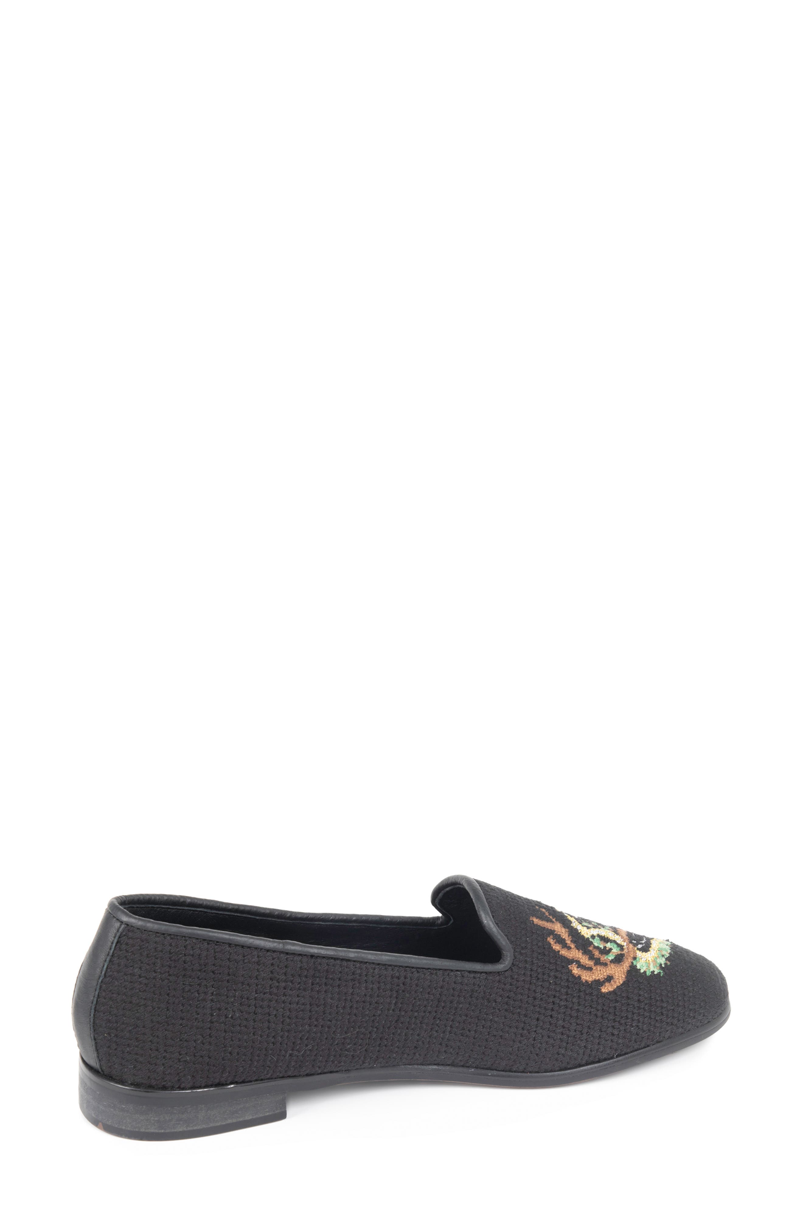 ByPaige Antler Crest Needlepoint Loafer, Alternate, color, Black