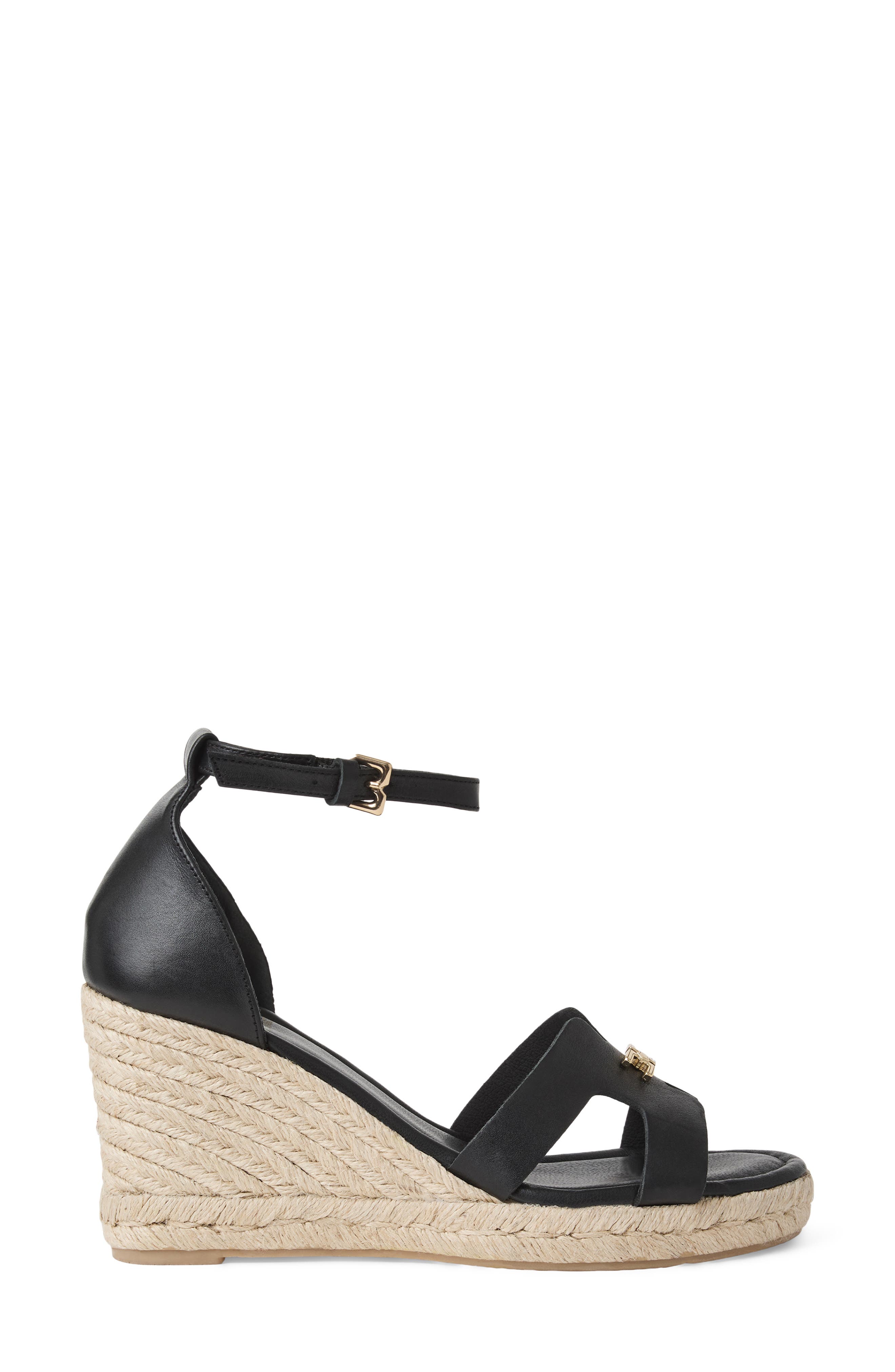 Bruno Magli Dina Ankle Strap Wedge Sandal, Alternate, color, Black Nappa