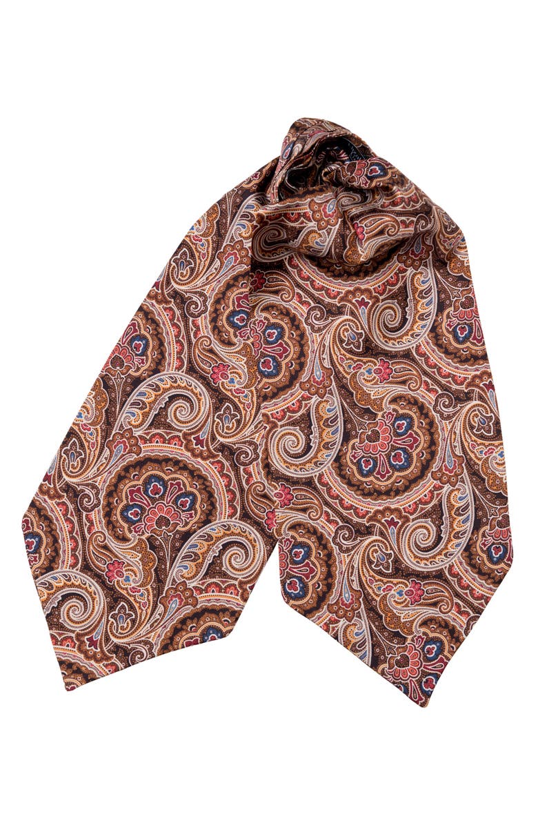 Elizabetta Bugatti - Silk Ascot Cravat Tie for Men, Main, color, Mahogany