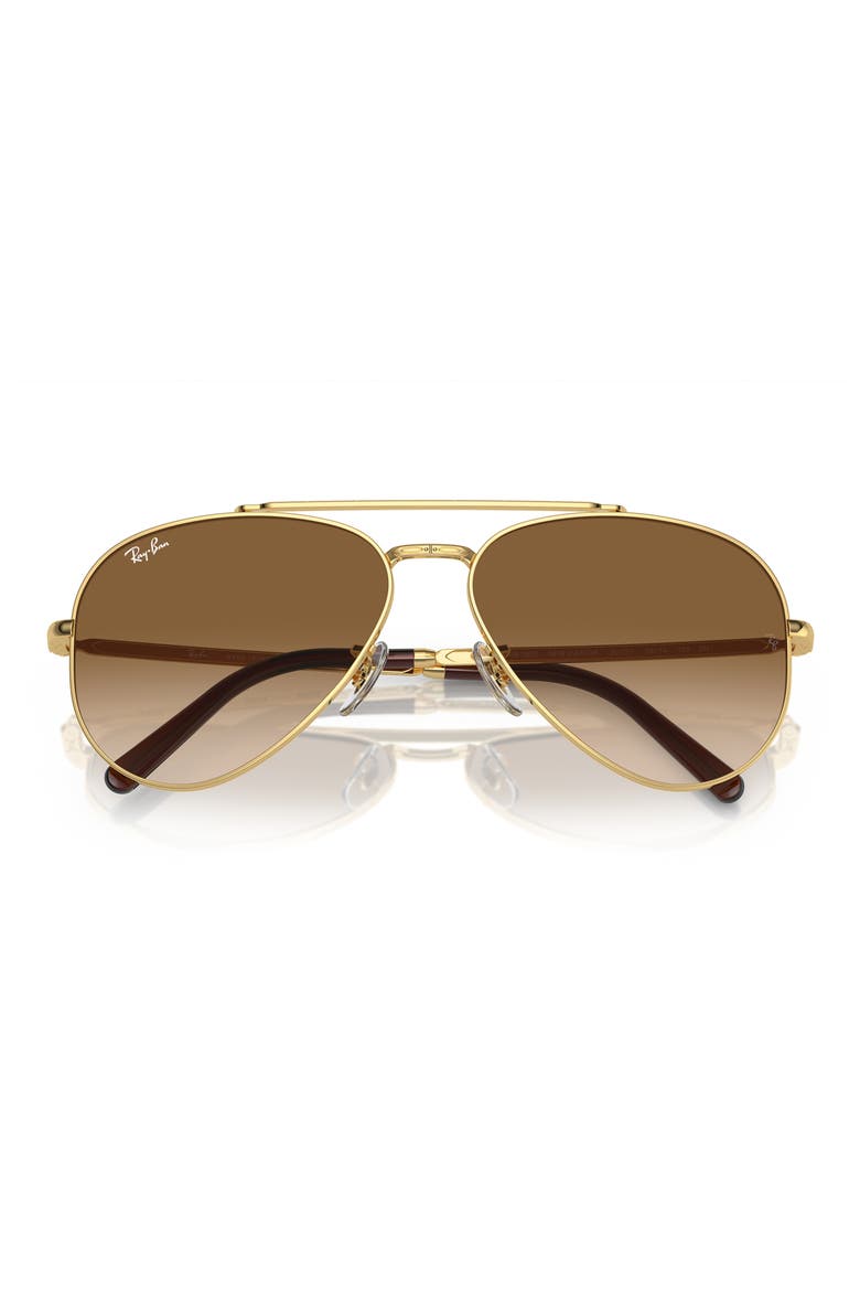 New Aviator 58mm Gradient Sunglasses, Alternate, color, GOLD FLASH