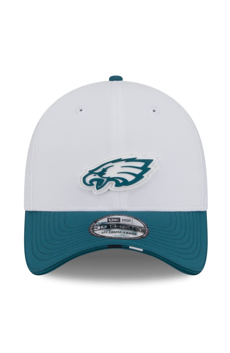 New Era Men's New Era White/Midnight Green Philadelphia Eagles 2025 NFL Training Camp 39THIRTY Flex Hat, Alternate, color, White