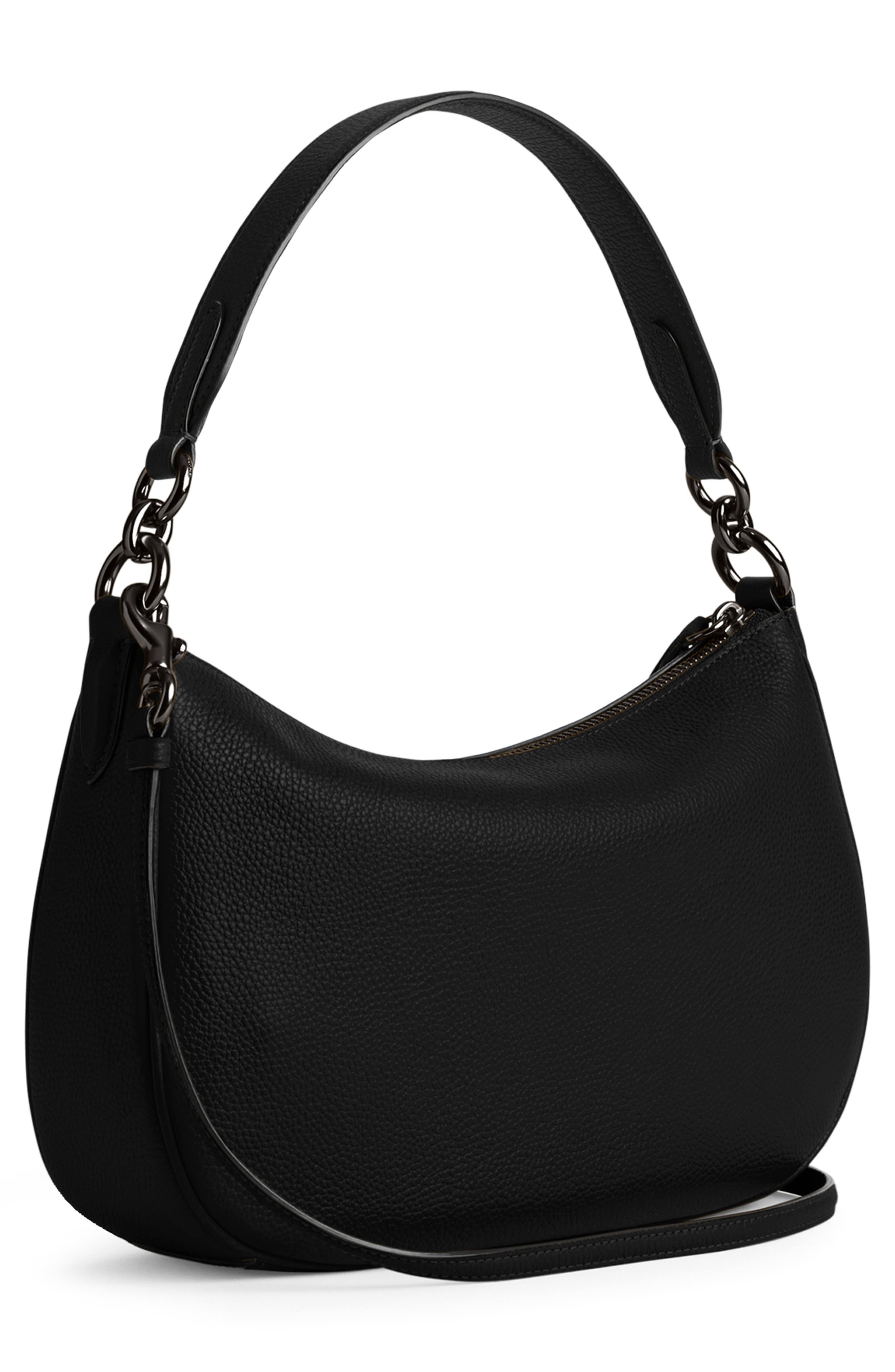 Polished Pebble Leather Crossbody Bag (Nordstrom Exclusive), Alternate, color, BLACK