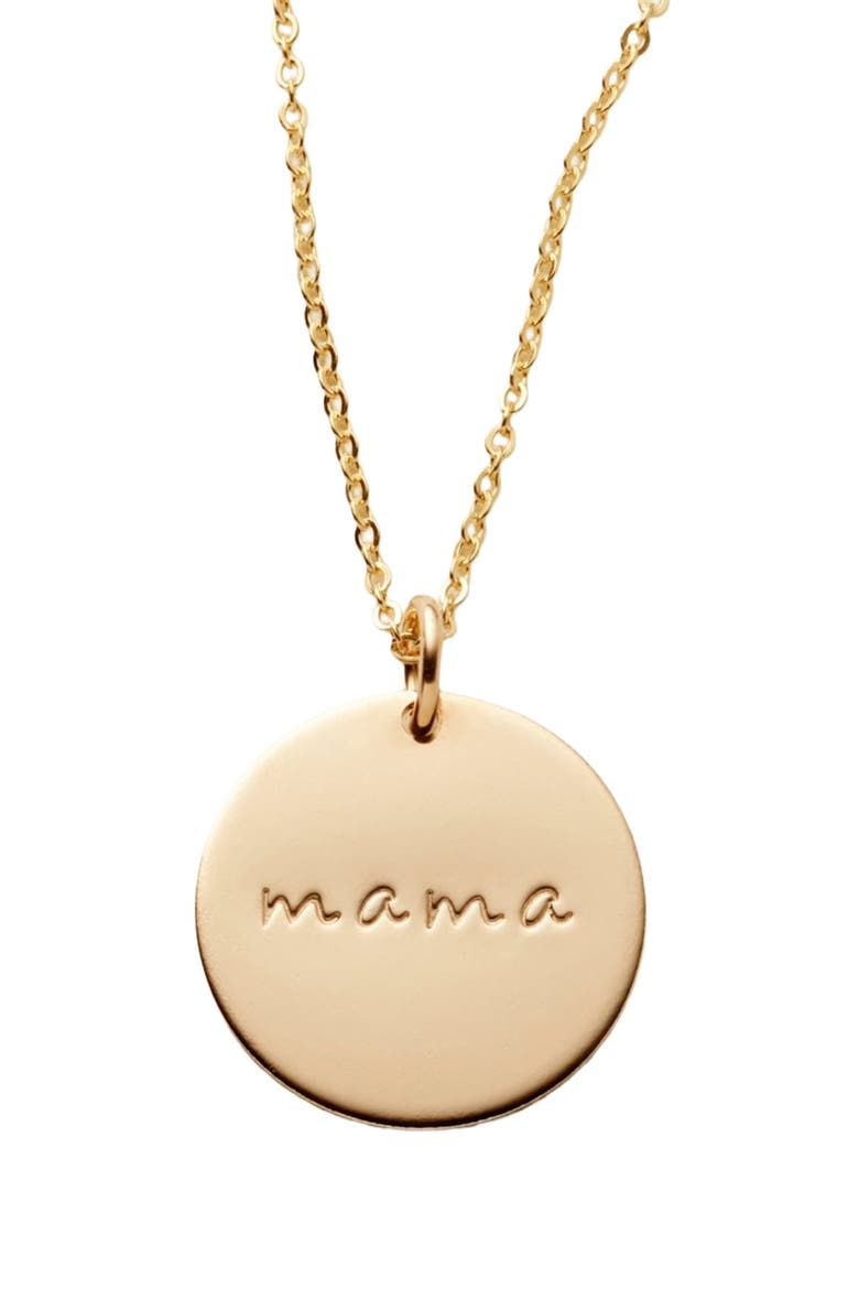 Mama Disc Necklace, Main, color, Gold Filled
