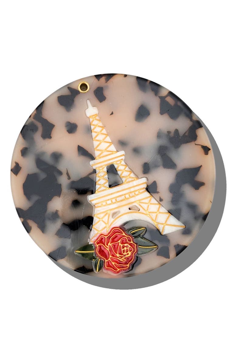 Solar Eclipse Eiffel Tower Hand Painted Compact Mirror, Alternate, color, Brown