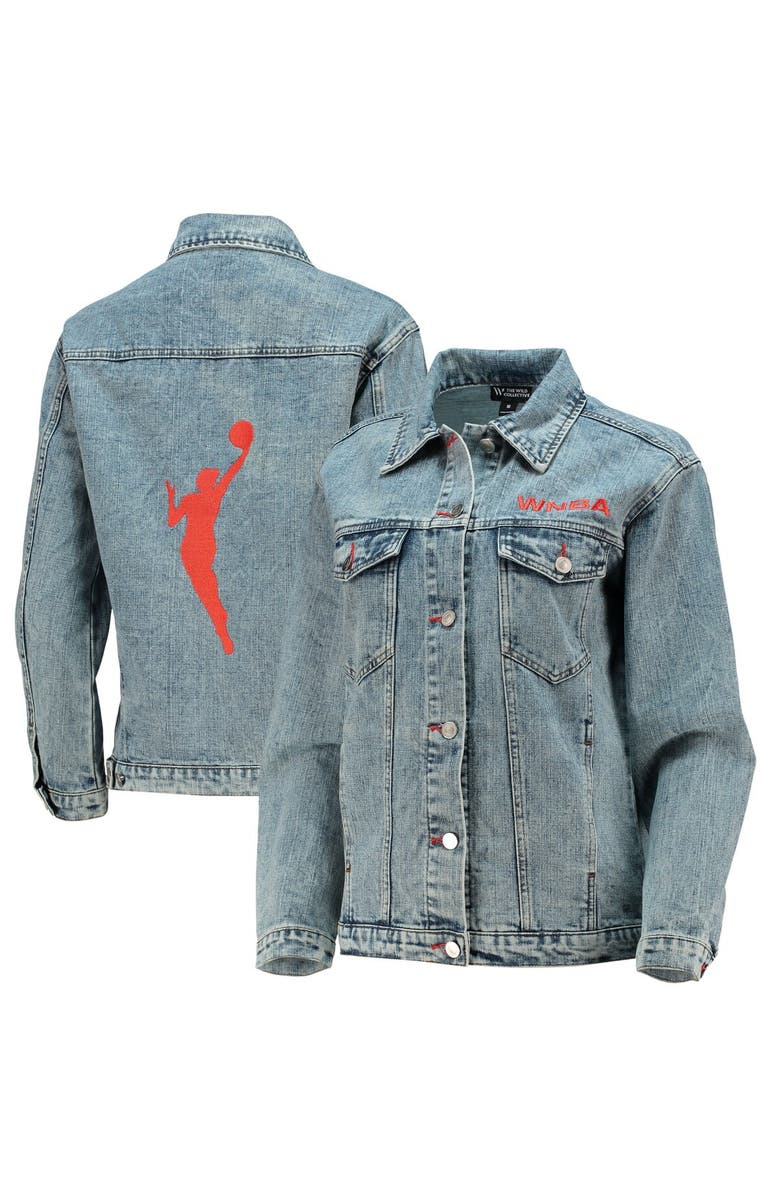 THE WILD COLLECTIVE Men's The Wild Collective WNBA Logowoman Full-Button Denim Jacket, Alternate, color, 