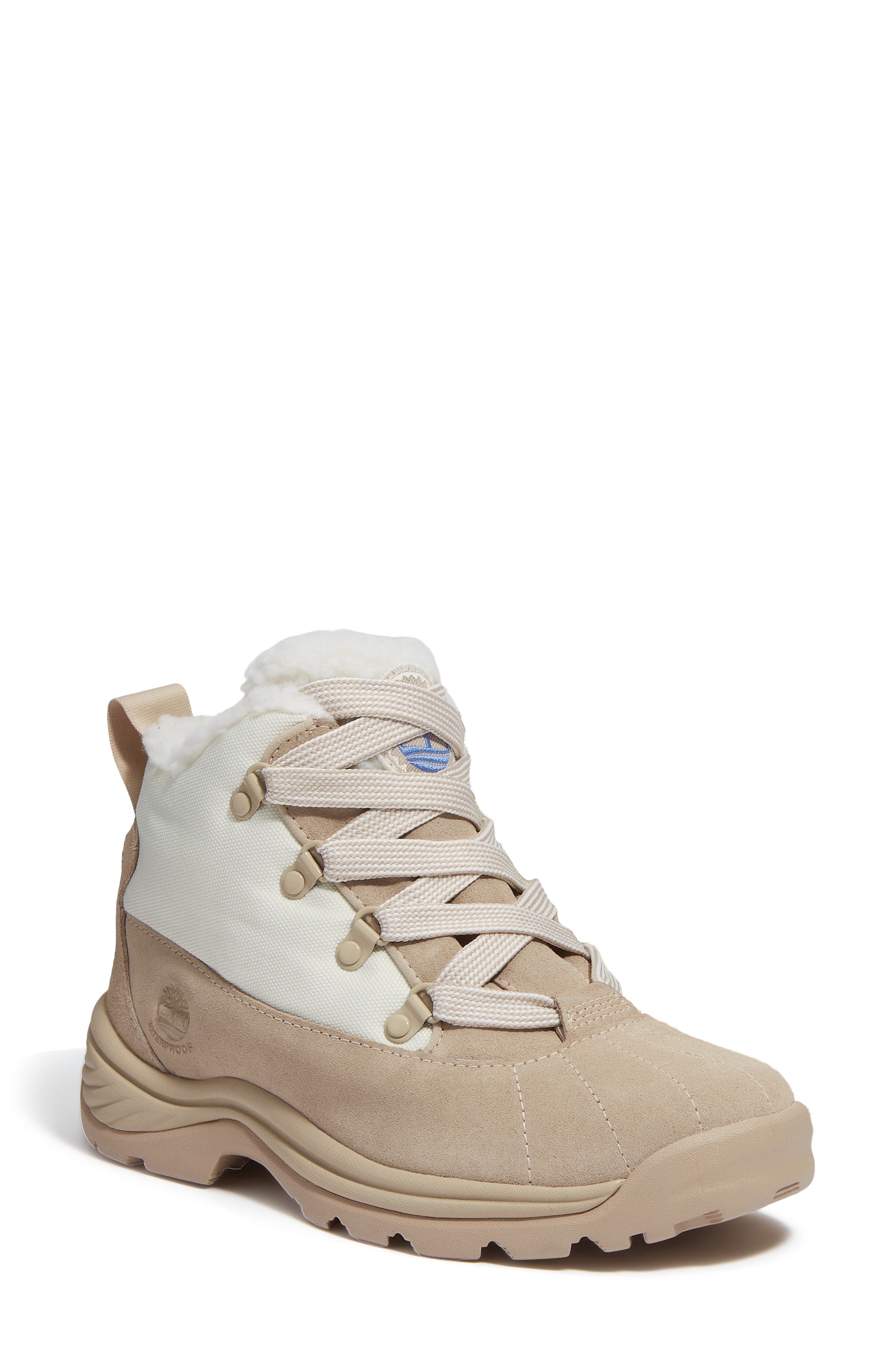 Timberland White Ledge Waterproof Mid Hiking Boot, Main, color, Light Beige Suede