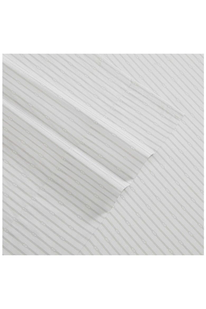 Monogram Stripe Cotton Percale Sheet Set, Alternate, color, ROCKY GREY