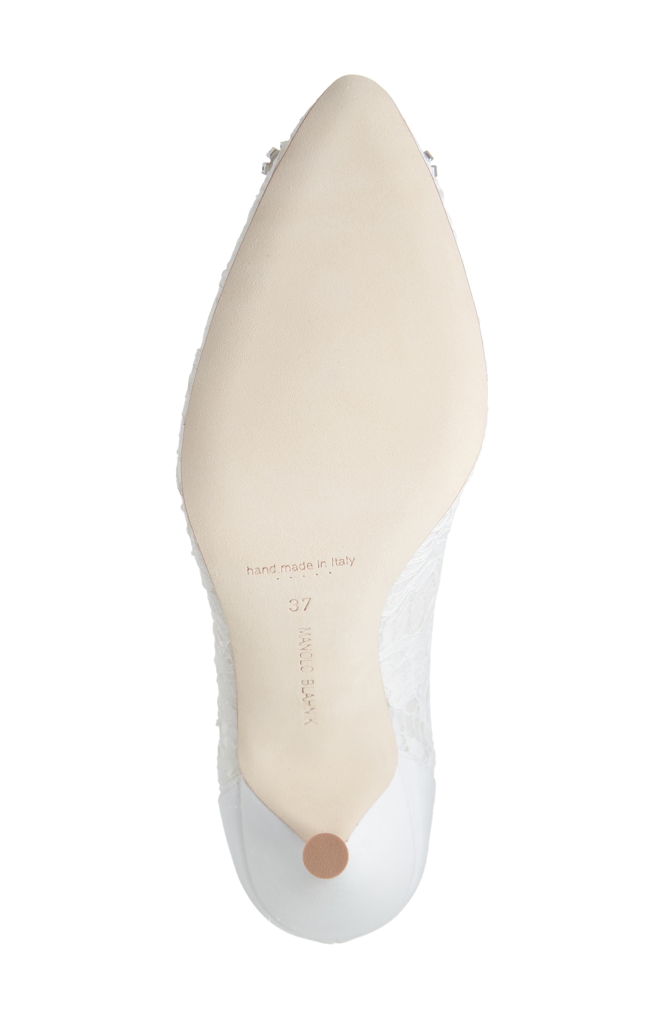 Manolo Blahnik Hangisi Lace Pointed Toe Pump, Alternate, color, 