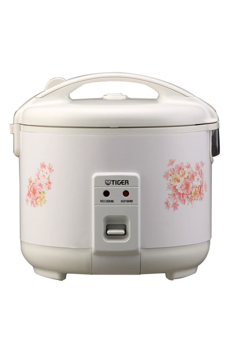 TIGER JNP-1000-FL 5.5-Cup (Uncooked) Rice Cooker and Warmer, Floral White, Main, color, 