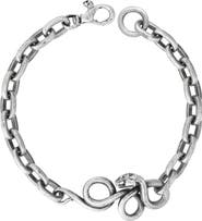 John Varvatos Snakeskin Sterling Silver Black Diamond Bracelet