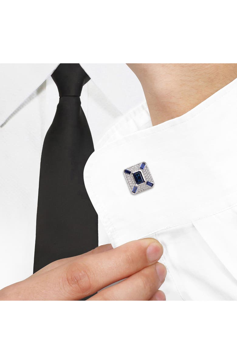 DELMAR Men's Lab Created Blue & White Sapphire Cuff Links, Alternate, color, 