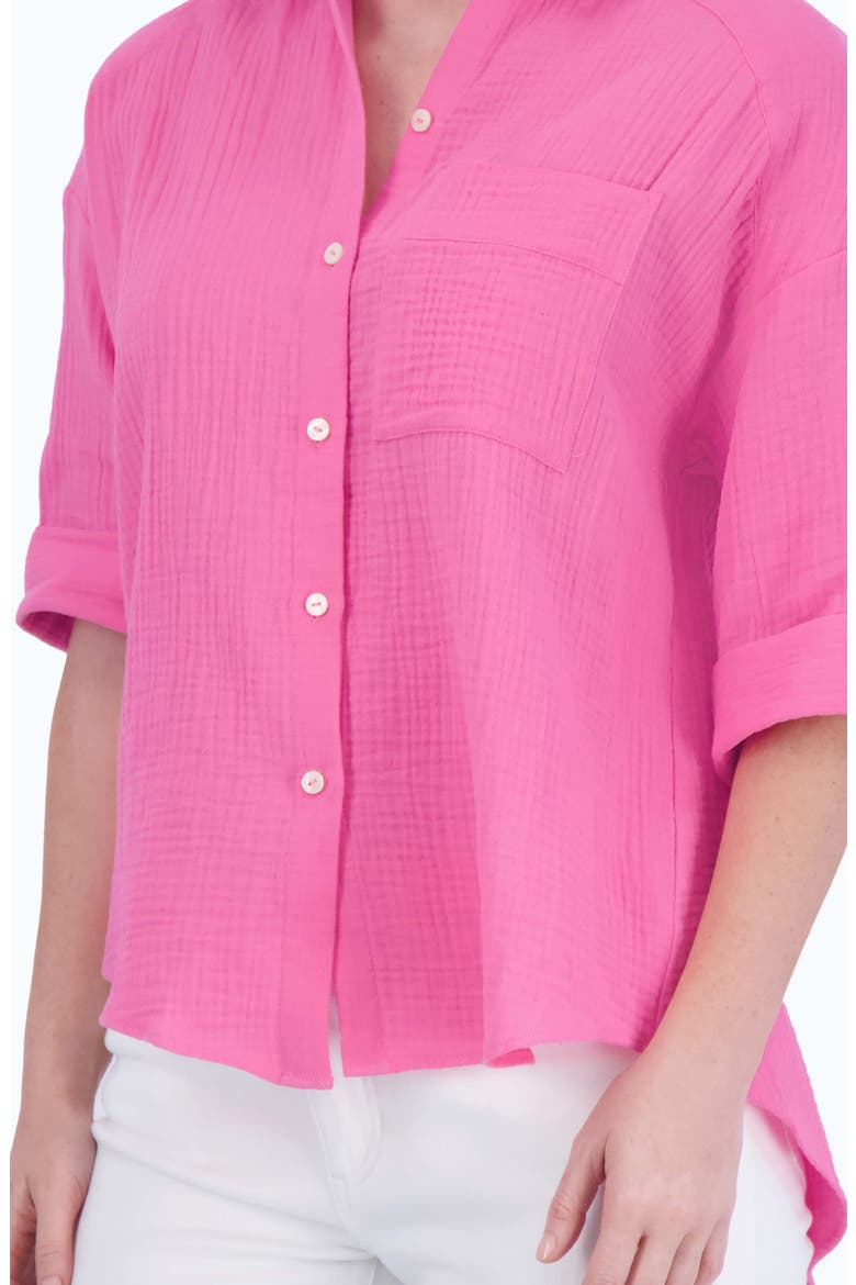 Joanna Cotton Gauze Button-Up Shirt, Alternate, color, DAHLIA