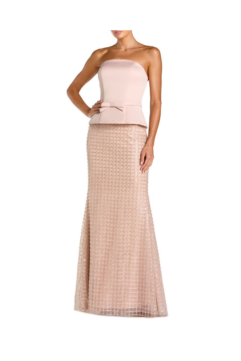 Strapless Satin Top With Embellished Skirt Gown, Main, color, Blush