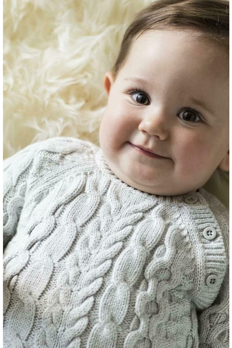 Baby Cable Knit Sweater Romper, Alternate, color, Gray Heather