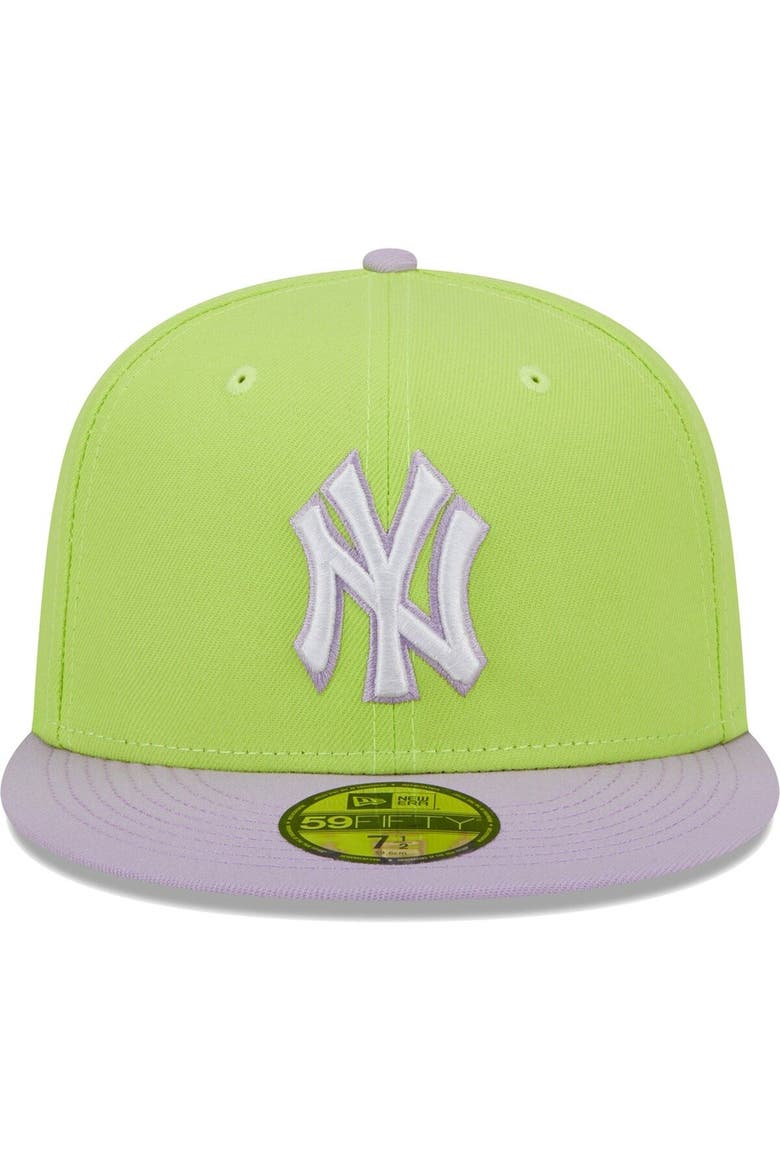 Men's New Era Neon Green/Lavender New York Yankees Spring Color Two-Tone 59FIFTY Fitted Hat, Alternate, color, Neon Green
