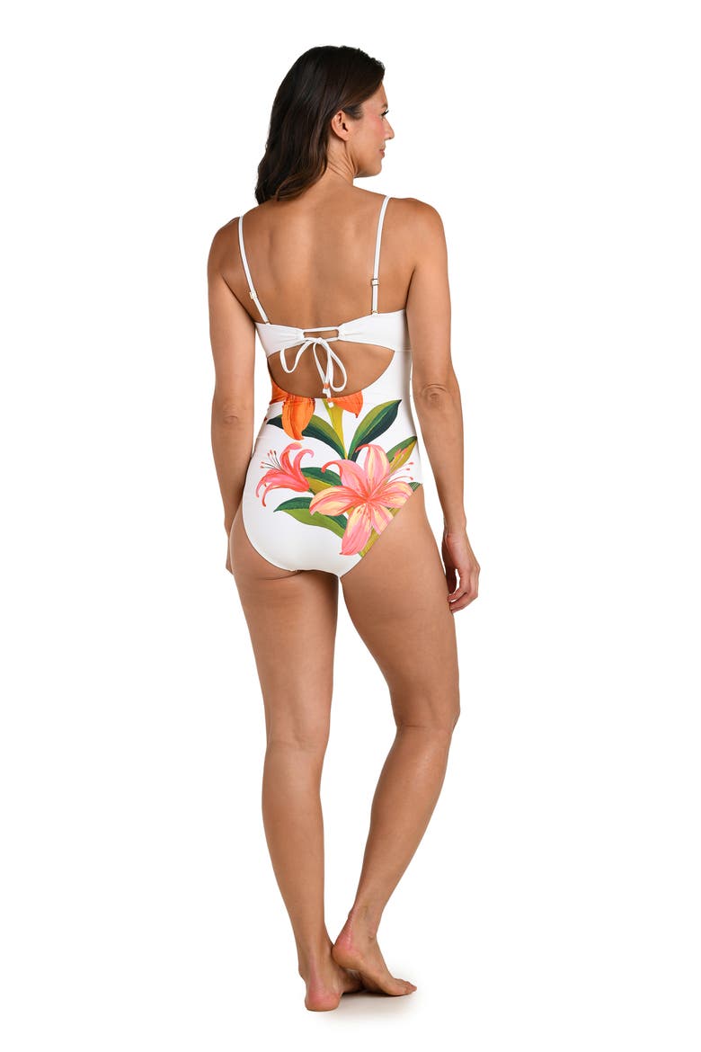 Jungle Blossoms Beaded One-Piece Swimsuit, Alternate, color, IVORY MULTI