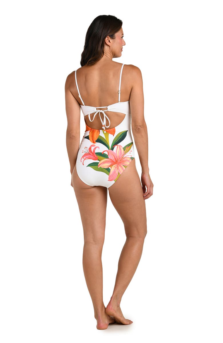 La Blanca Jungle Blossoms Beaded One-Piece Swimsuit, Alternate, color, Ivory Multi