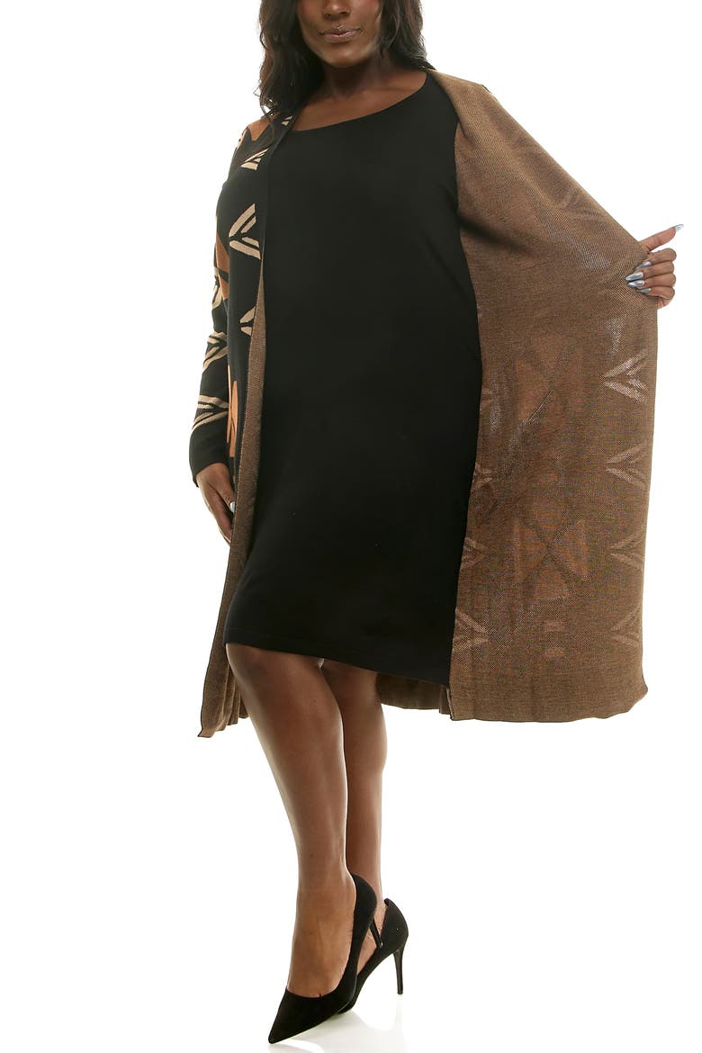 Long Leopard Print Cardigan, Alternate, color, BLACK/COGNAC