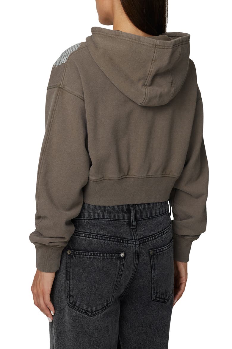 Cropped Zipped Silhouette Hoodie, Alternate, color, Brown