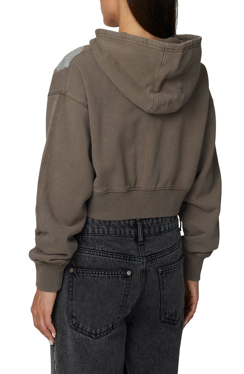 Good For Nothing Cropped Zipped Silhouette Hoodie, Alternate, color, Brown