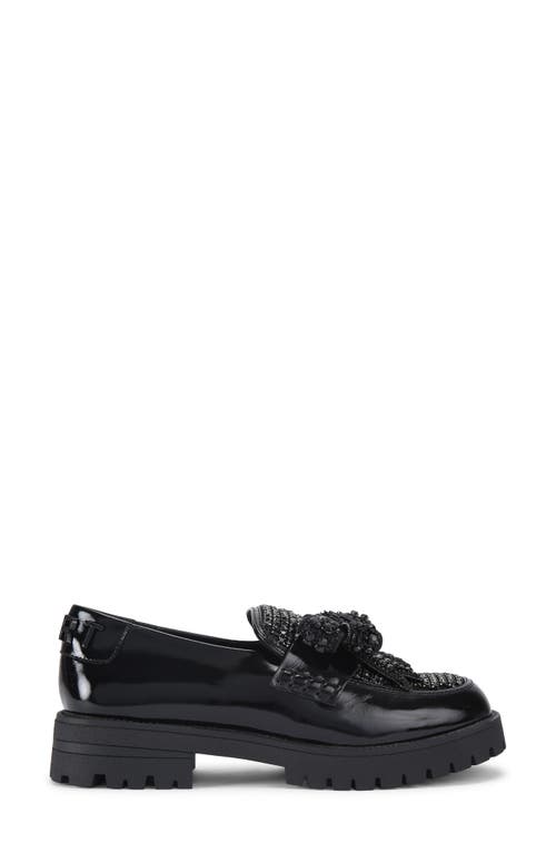 Kurt Geiger London Crystal Bow Platform Loafer In Black