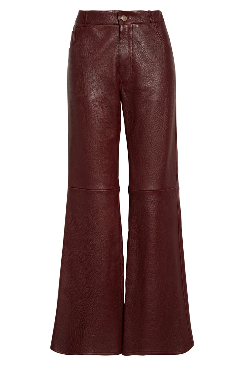 Lambskin Leather Flare Leg Trousers, Alternate, color, 55Y FULL VIOLINE