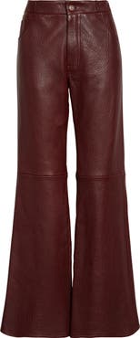 Chloé Lambskin Leather Flare Leg Trousers