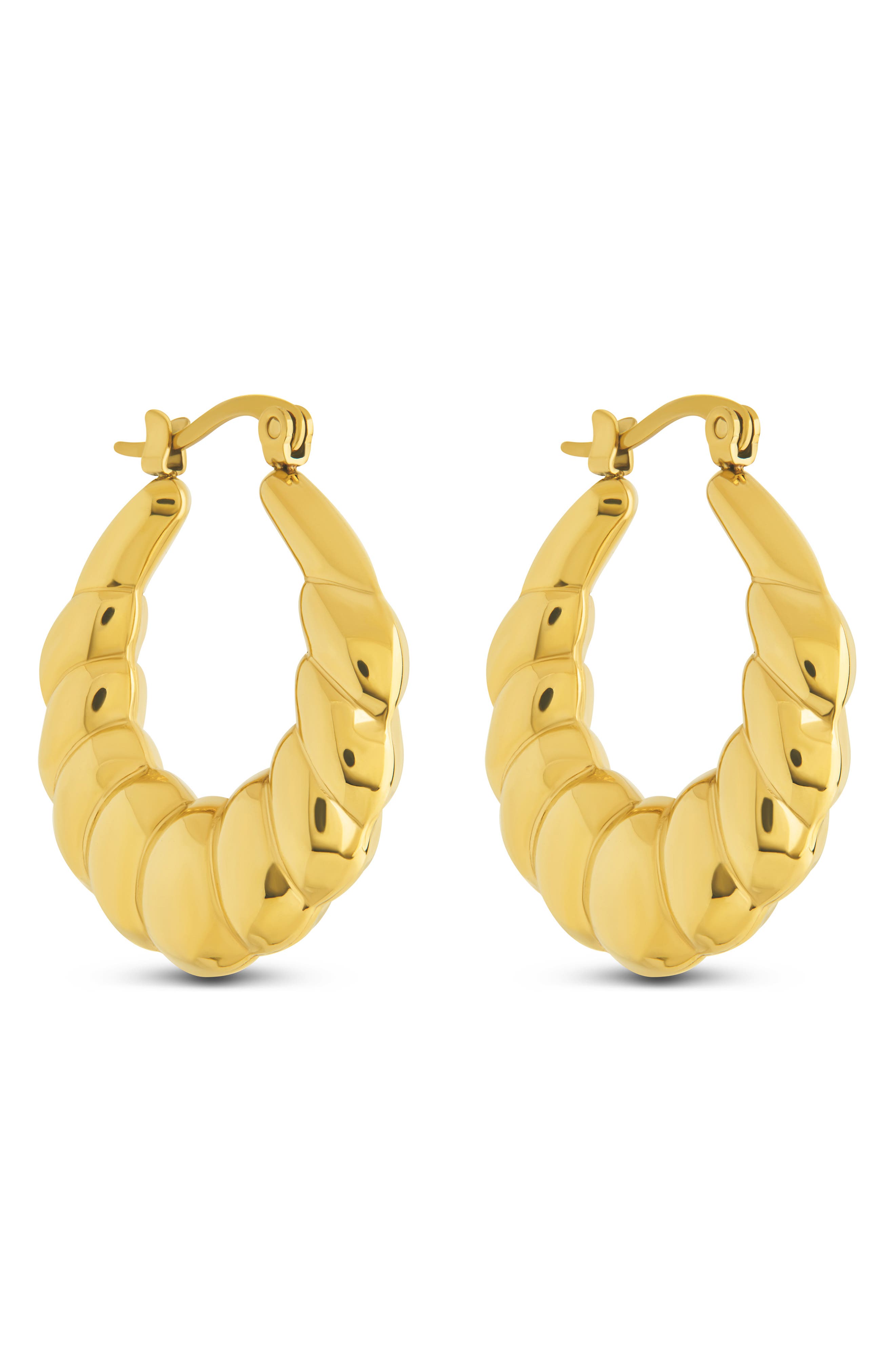 Sterling Forever Piper Twisted Polished Hoop Earrings
