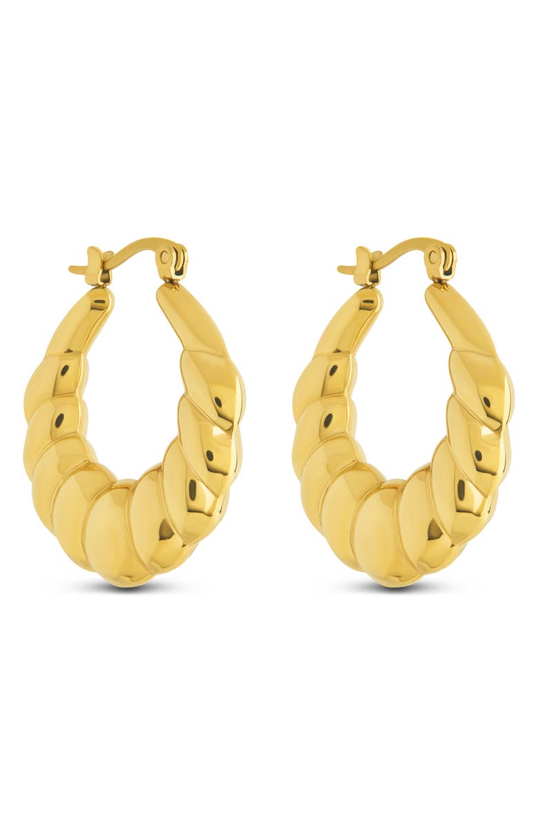 Sterling Forever Piper Twisted Polished Hoop Earrings, Main, color, Gold