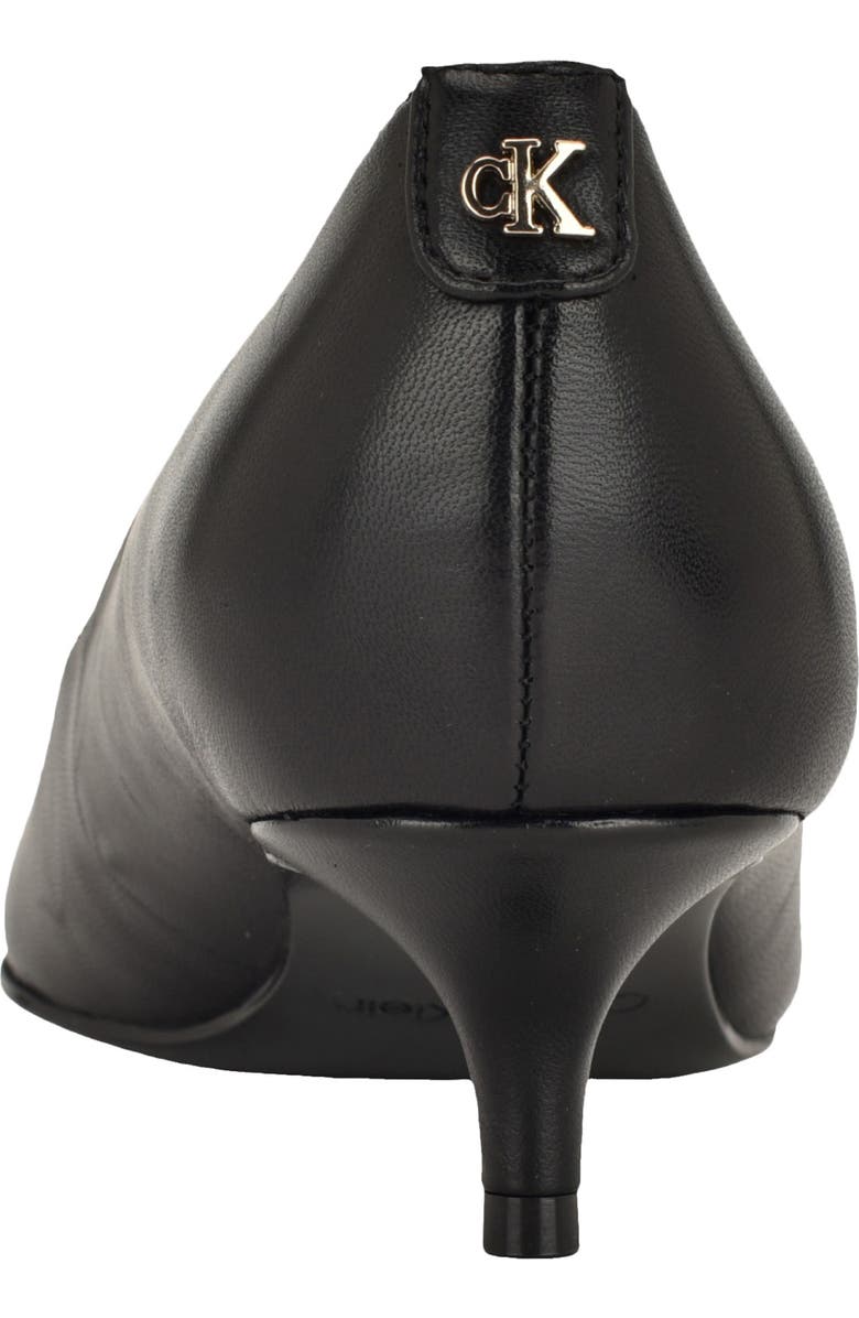 Calvin Klein Roxanna Pointed Toe Kitten Heel Pump, Alternate, color, Black Leather