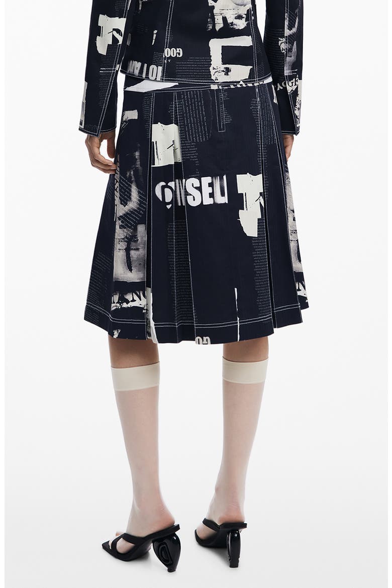 Box Pleat Patchwork Skirt, Alternate, color, BLACK