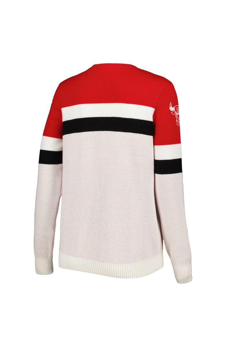 LUSSO Women's Lusso Red/Cream Chicago Bulls Dominique Pullover Sweater, Alternate, color, Red