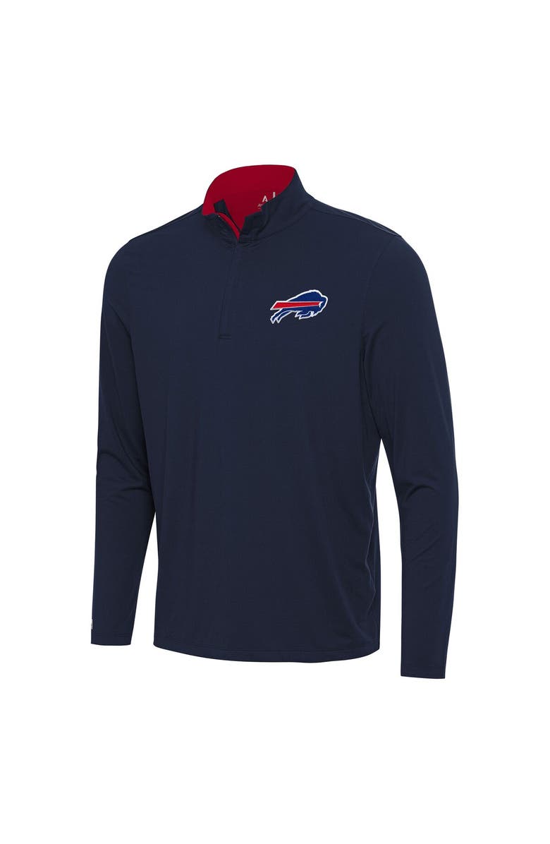 ANTIGUA Men's Antigua Navy/Red Buffalo Bills Content Quarter-Zip Pullover Top, Main, color, Navy