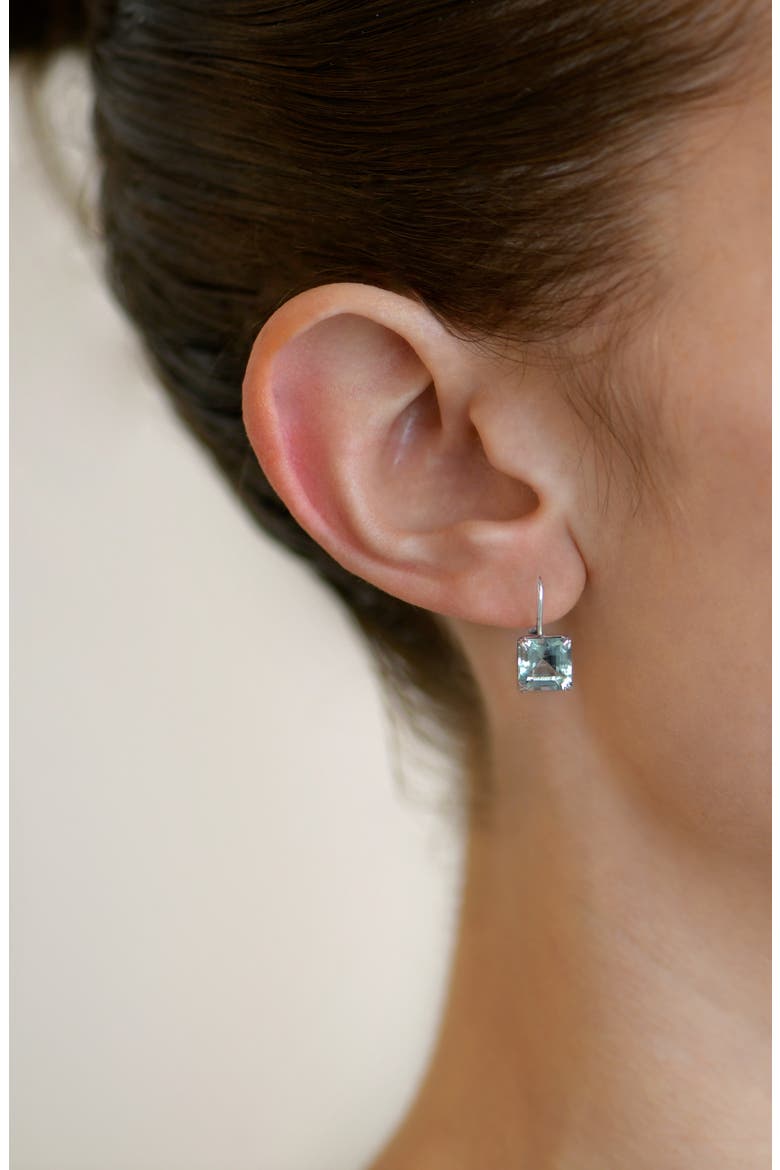 Harper Asscher Cut Drop Earrings, Alternate, color, LIGHT GREEN