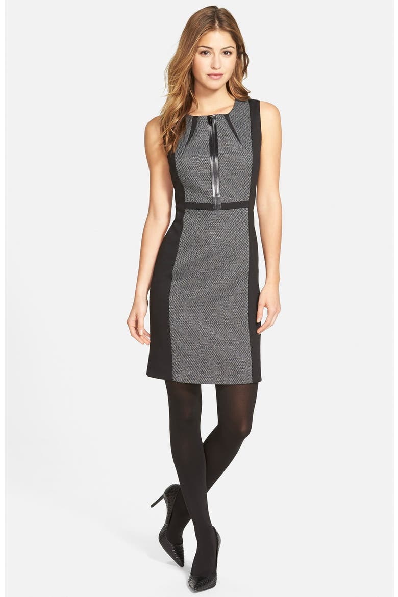Front Zip Colorblock Sleeveless Sheath Dress, Alternate, color, CHARCOAL/ BLACK