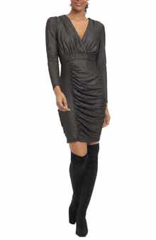 Donna Morgan Stretch Long Sleeve Lame Mini Dress