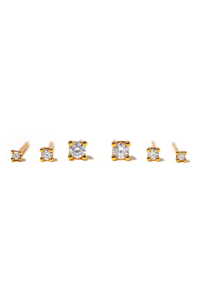 Classic Radiance Set of 3 Stud Earrings, Alternate, color, GOLD