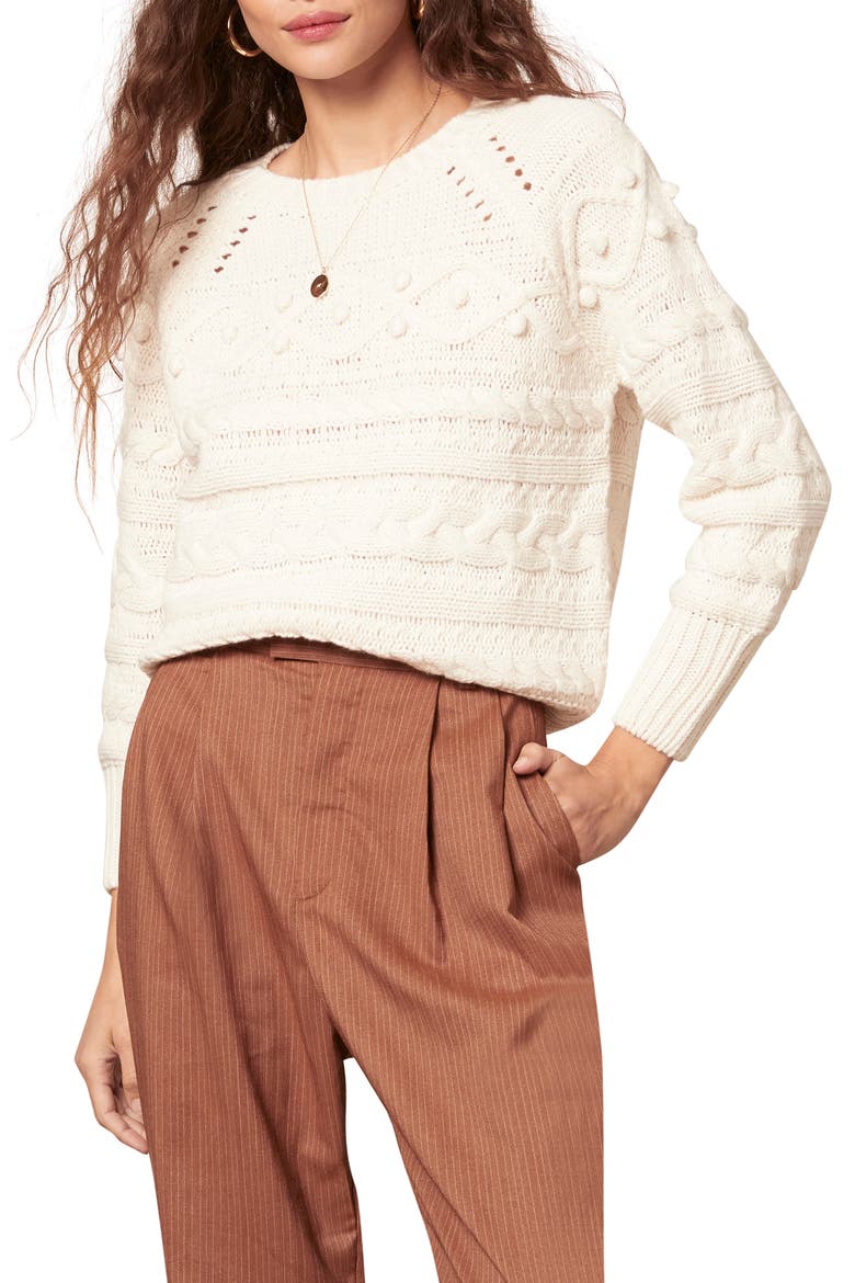 BB Dakota Doing the Most Cable Knit Sweater, Main, color, IVORY