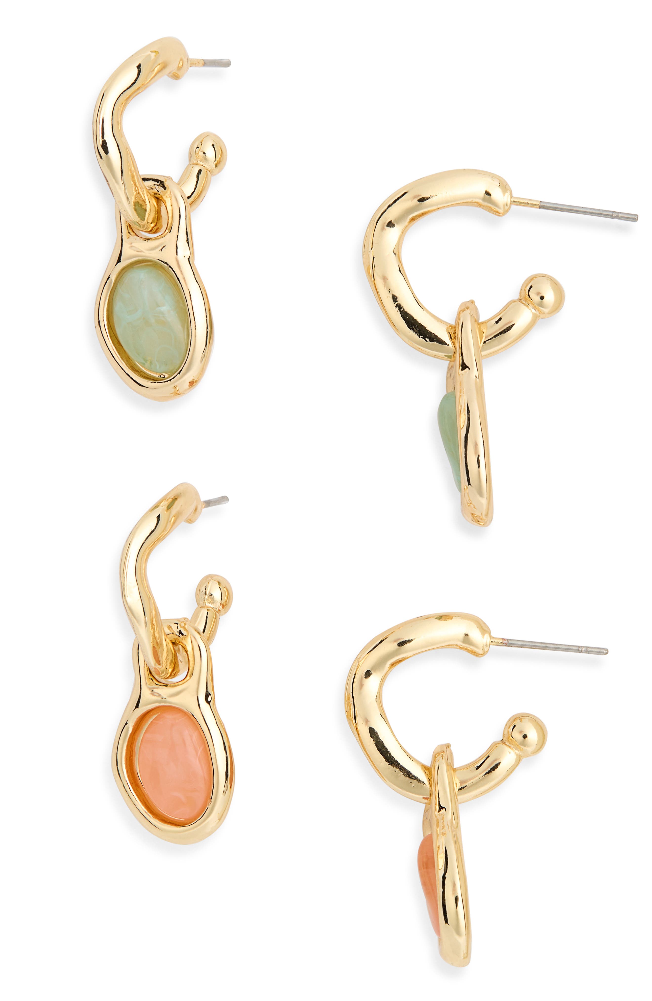 NATASHA 2-Pack Huggie Charm Drop Earrings