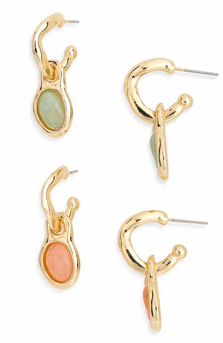 NATASHA 2-Pack Huggie Charm Drop Earrings