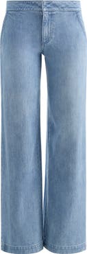 Alice + Olivia Xnder Racing Stripe High Waist Wide Leg Jeans