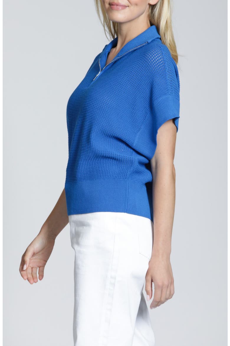 Open Stitch Quarter Zip Sweater, Alternate, color, COBALT BLUE