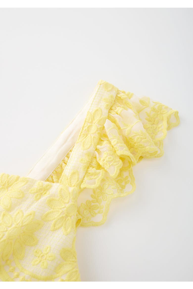 Kaia Lace Embroidered Maxi Dress, Alternate, color, Lemon