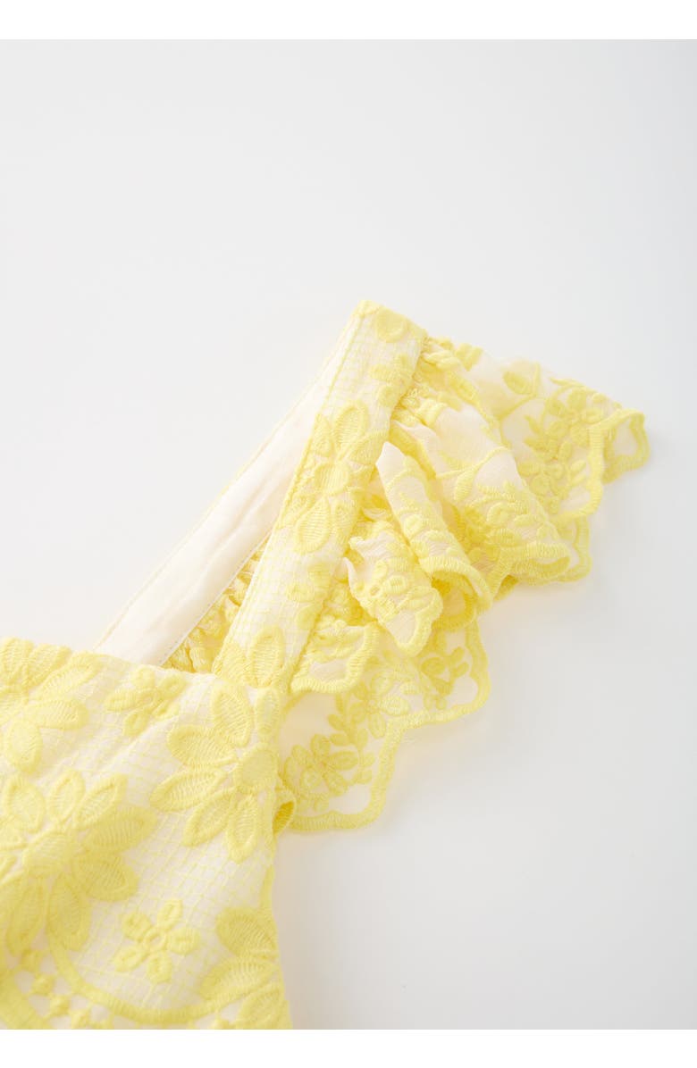 Marlo Kids Kaia Lace Embroidered Maxi Dress, Alternate, color, Lemon