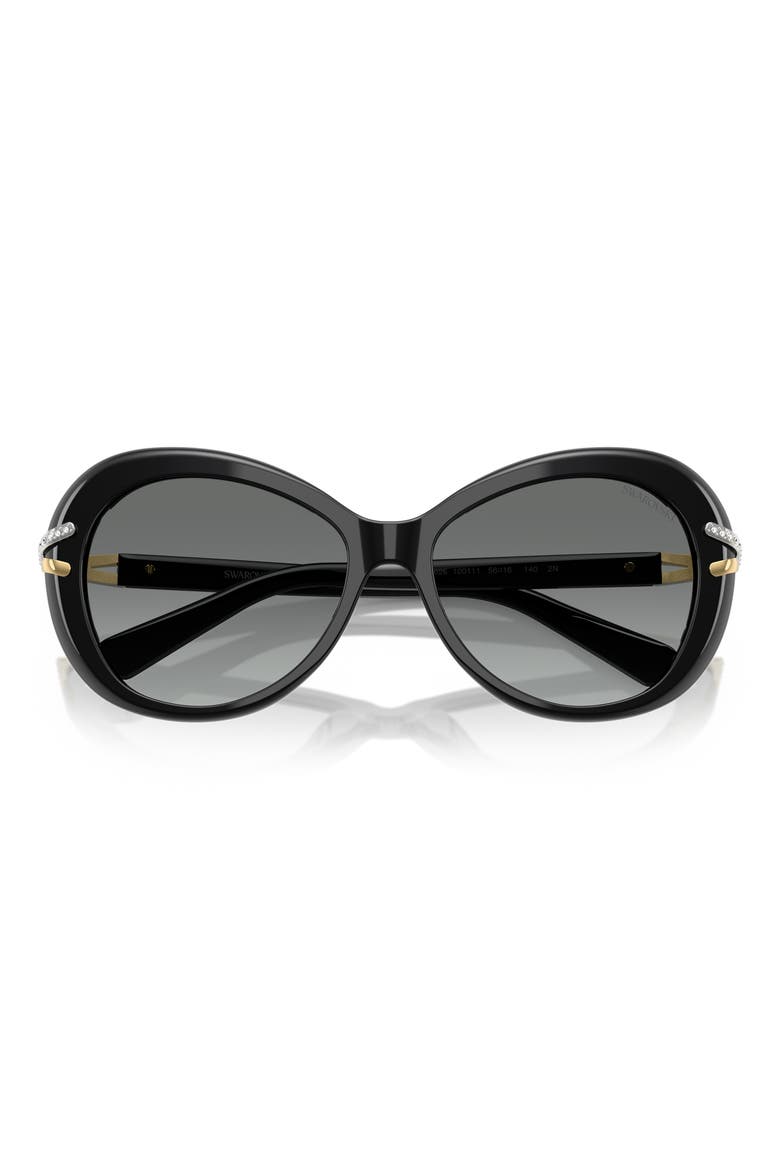 56mm Butterfly Sunglasses, Alternate, color, BLACK