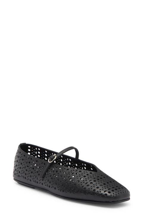 Khloe Perforated Square Toe Flat (Women)