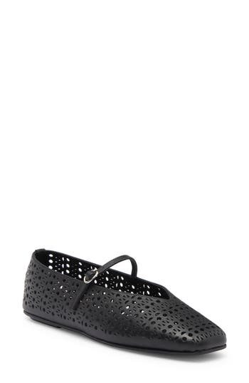 Jeffrey Campbell Khloe Perforated Square Toe Flat In Black